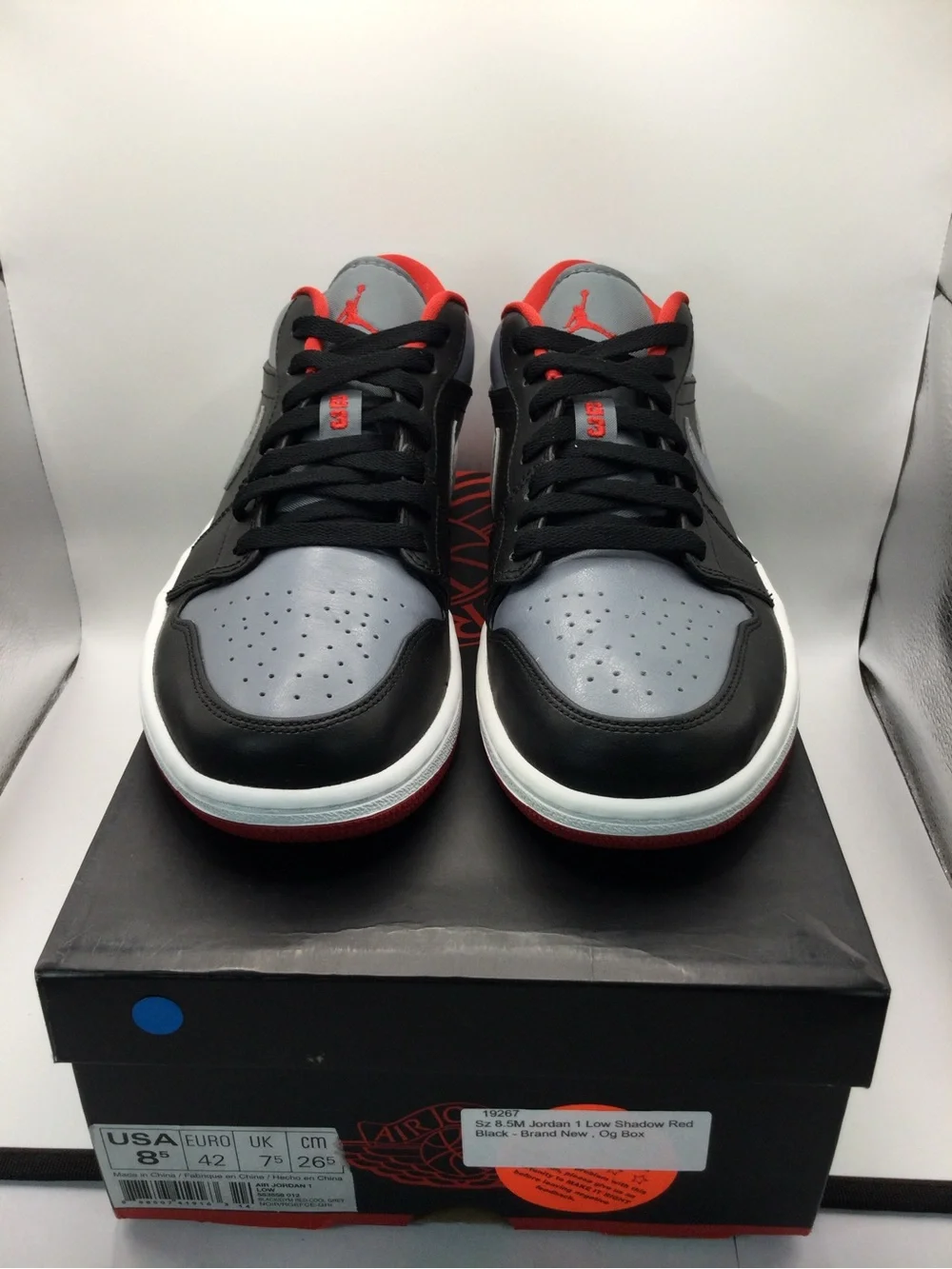 Jordan Low Top Sneakers in Black, Gray and Red
